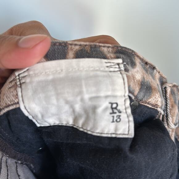 R13 High Rise Skinny Brown Leopard Pants Jeans - Picture 6 of 6